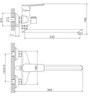 Смеситель для ванны Haiba HB22198 хром